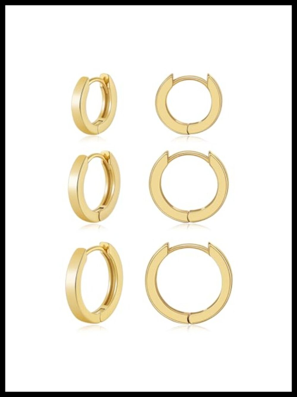 3 Pairs Gold Huggie Hoop Earrings Set Small Brass Hoops Women